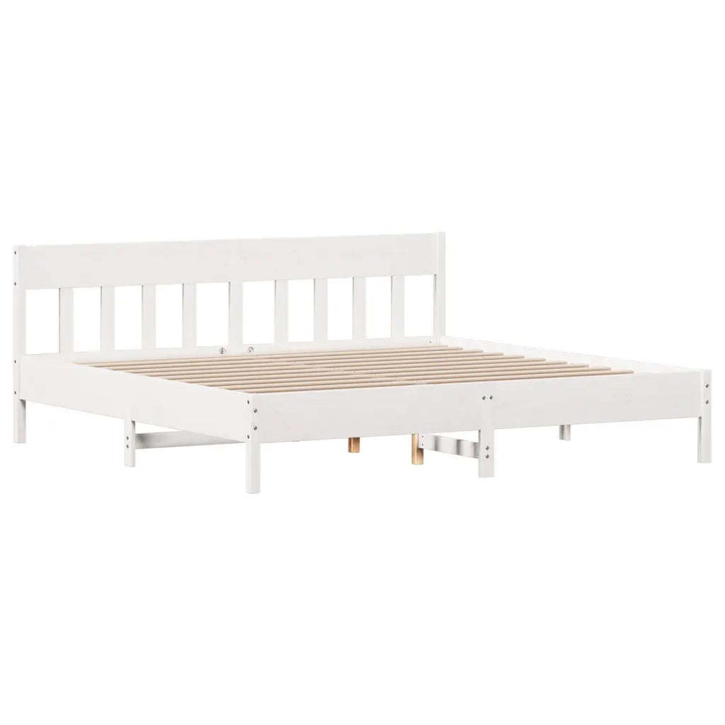 Letto matrimoniale | Letto per adulti | Giroletto senza Materasso Bianco 200x200 cm Legno Massello Pino