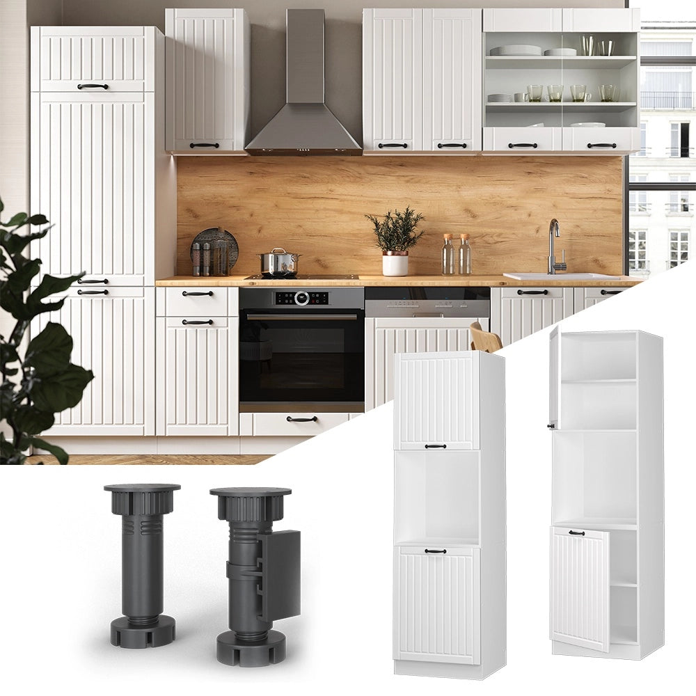 Mobile per forno da incasso Fame-Line Bianco rustico/Bianco 60 cm aperto Vicco
