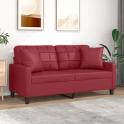 Divano a 2 Posti con Cuscini-Sofa 2 Posti con Cuscini Rosso Vino 140 cm in Similpelle 805435