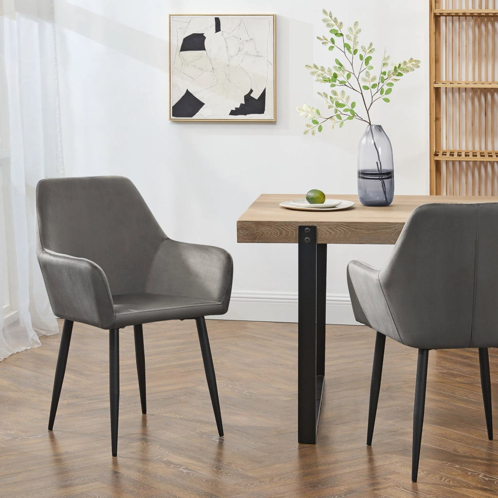 Set da 4 Poltrone Hollola Sedie per Sala Pranzo Effetto Velluto Grigio Scuro [en.casa]