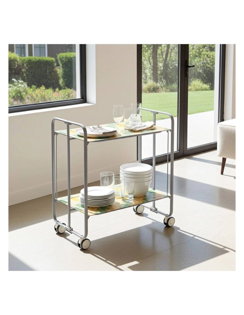 Carrello da cucina pieghevole grigio con ruote BAUHAUS 2 ripiani