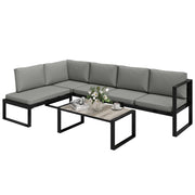 Set divano angolare 5 posti esterno ¨C zephmum ¨C grigio scuro polyrattan