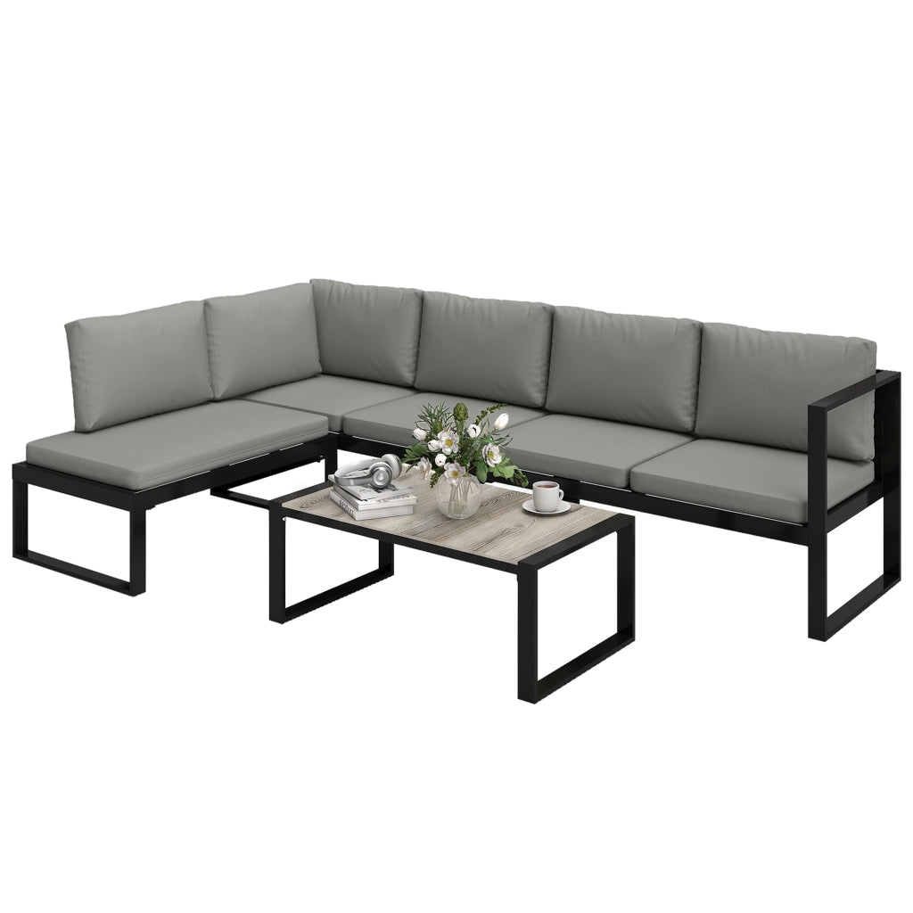 Set divano angolare 5 posti esterno ¨C zephmum ¨C grigio scuro polyrattan