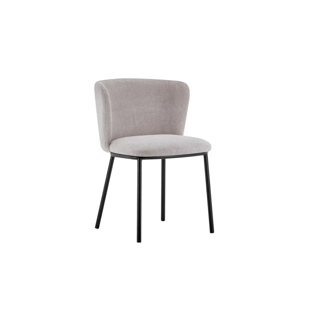 Sedia ARTHUS – Tessuto beige con piedi in metallo nero – H76 × L52 × P54 cm