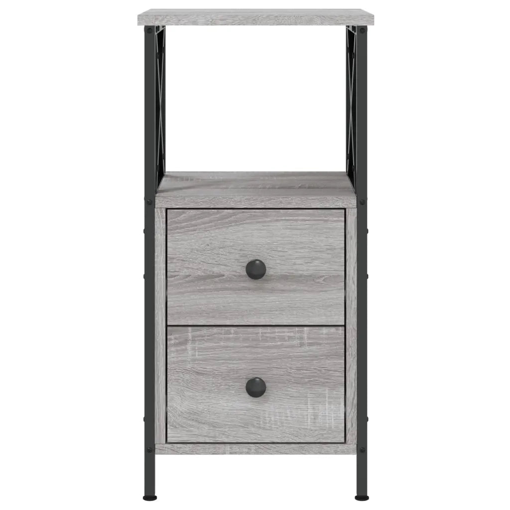 Set di 2 Comodini | Armadio da Notte | Mobiletto da notte Grigio Sonoma 34x35,5x70 cm in Legno Multistrato