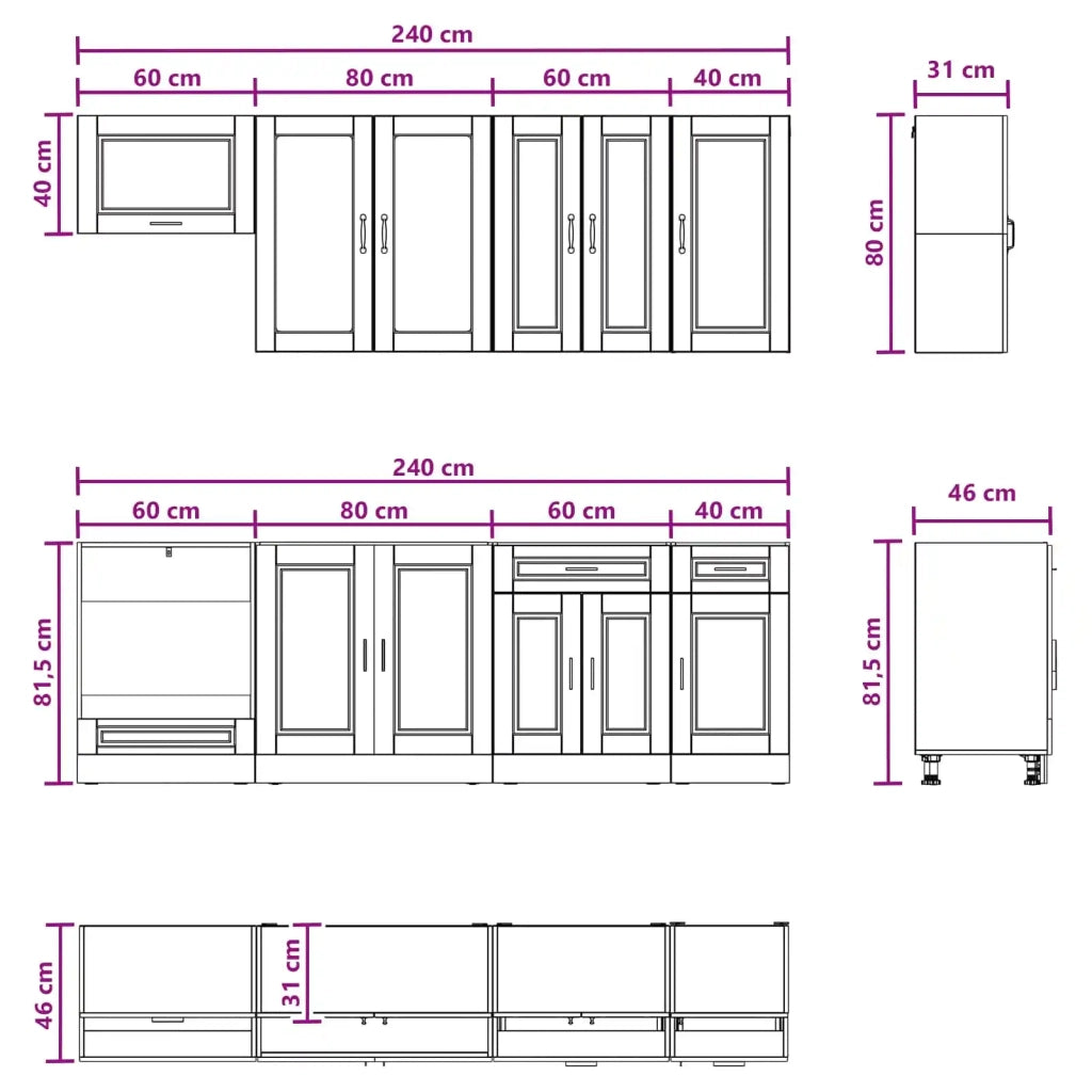 Unità Cucina PORTO 8 pcs Sonoma grigio Legno ingegnerizzato 3438179