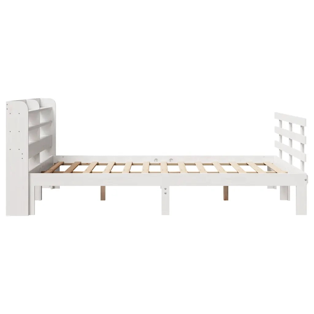 Giroletto con Testiera Bianco 150x200 cm Legno Massello di Pino 3306856