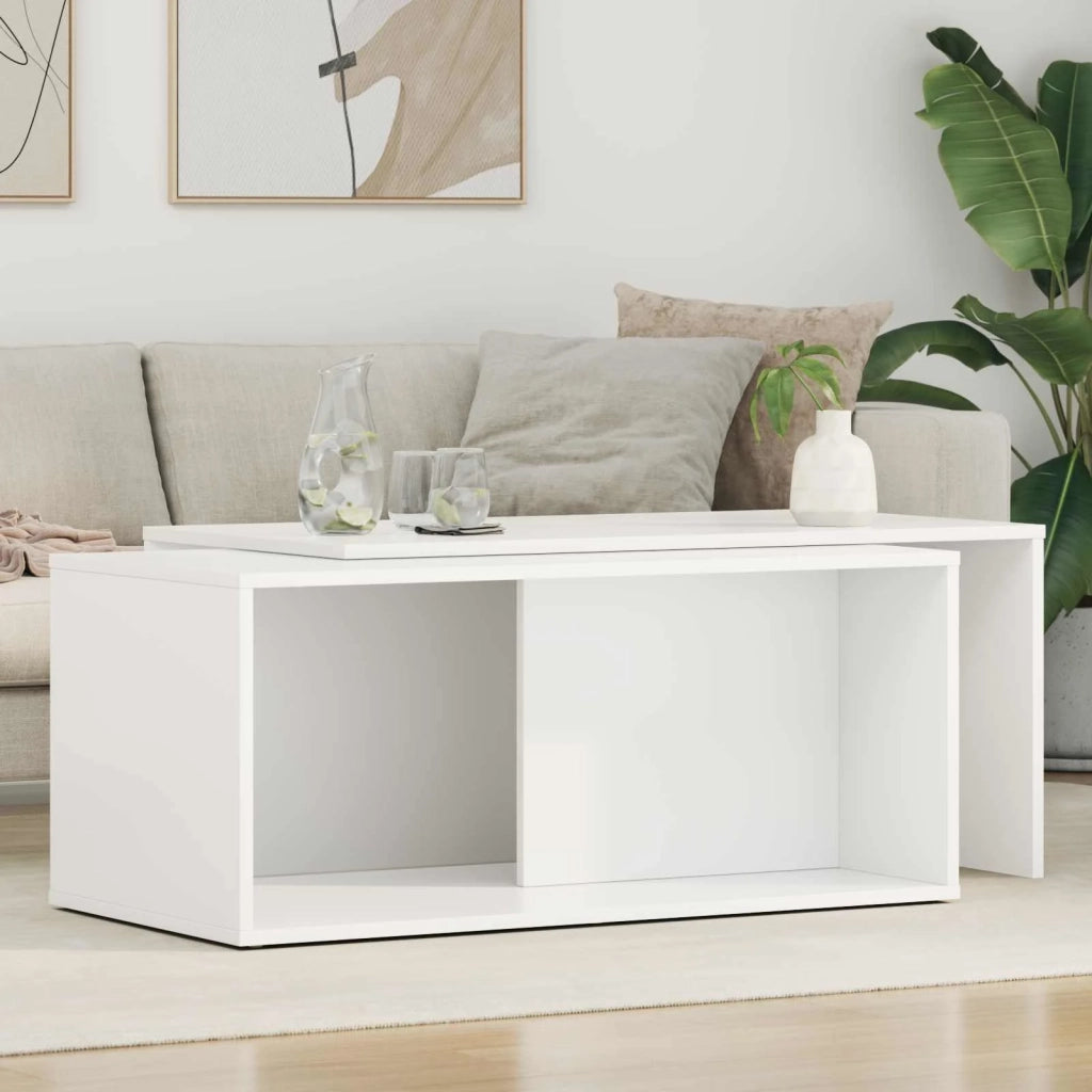 Set di Tavolini da Caffè 2 pcs Bianco Legno multistrato