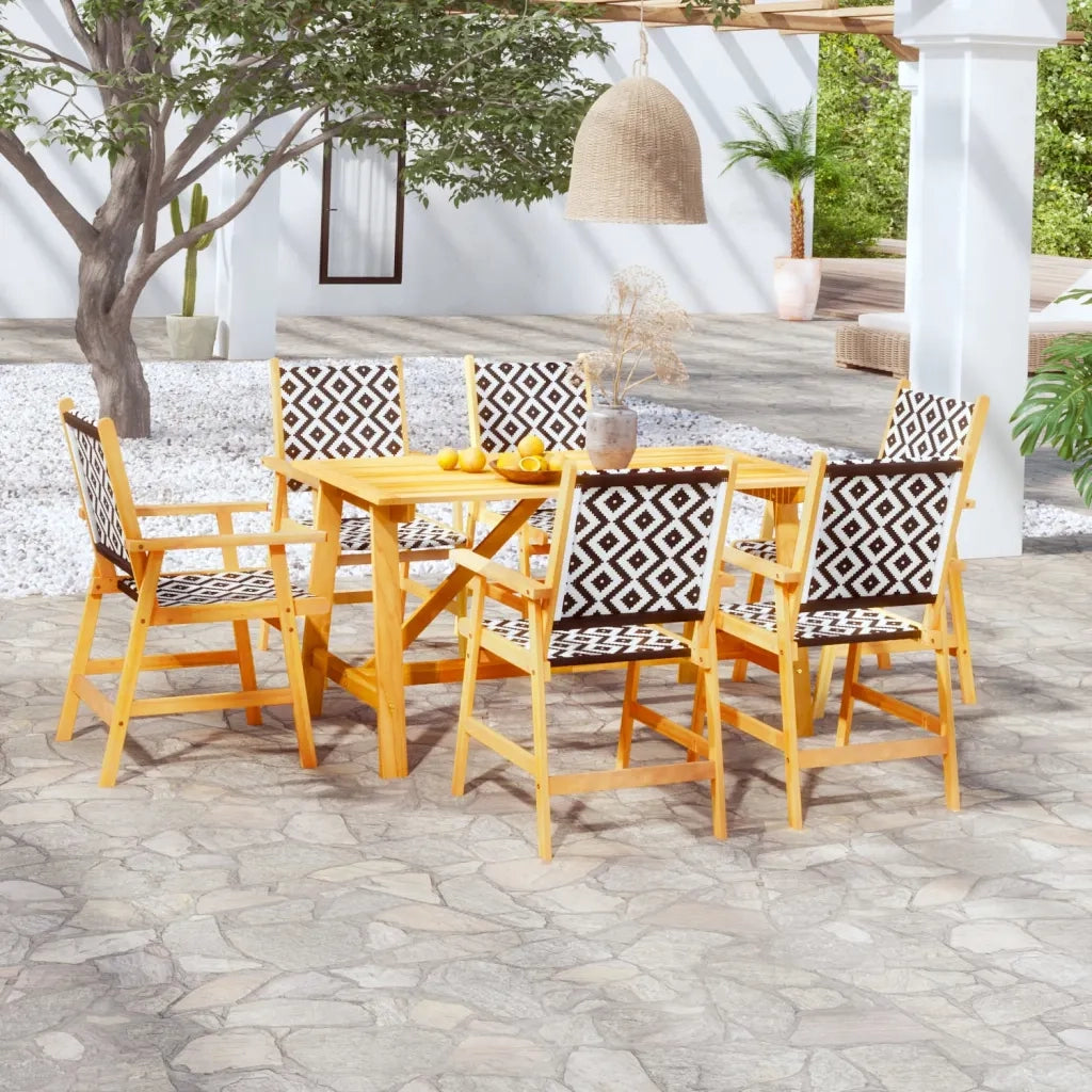 Set Mobili da Pranzo per Giardino 7 pz Legno Massello di Acacia cod mxl 42201