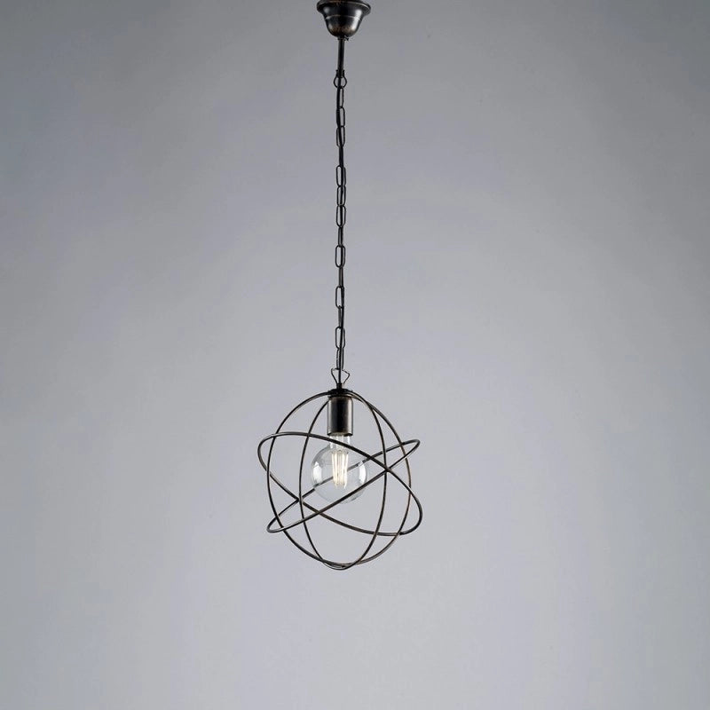 Lampadario a sospensione in ferro Nero Oro una luce 29x h32 cm
