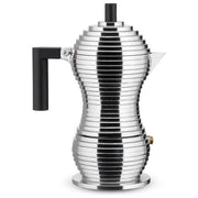 Alessi caffettiera moka Pulcina MDL02-3 B, 3 tazze, fusione di alluminio, beccuccio antigoccia, design Michele De Lucchi, nera