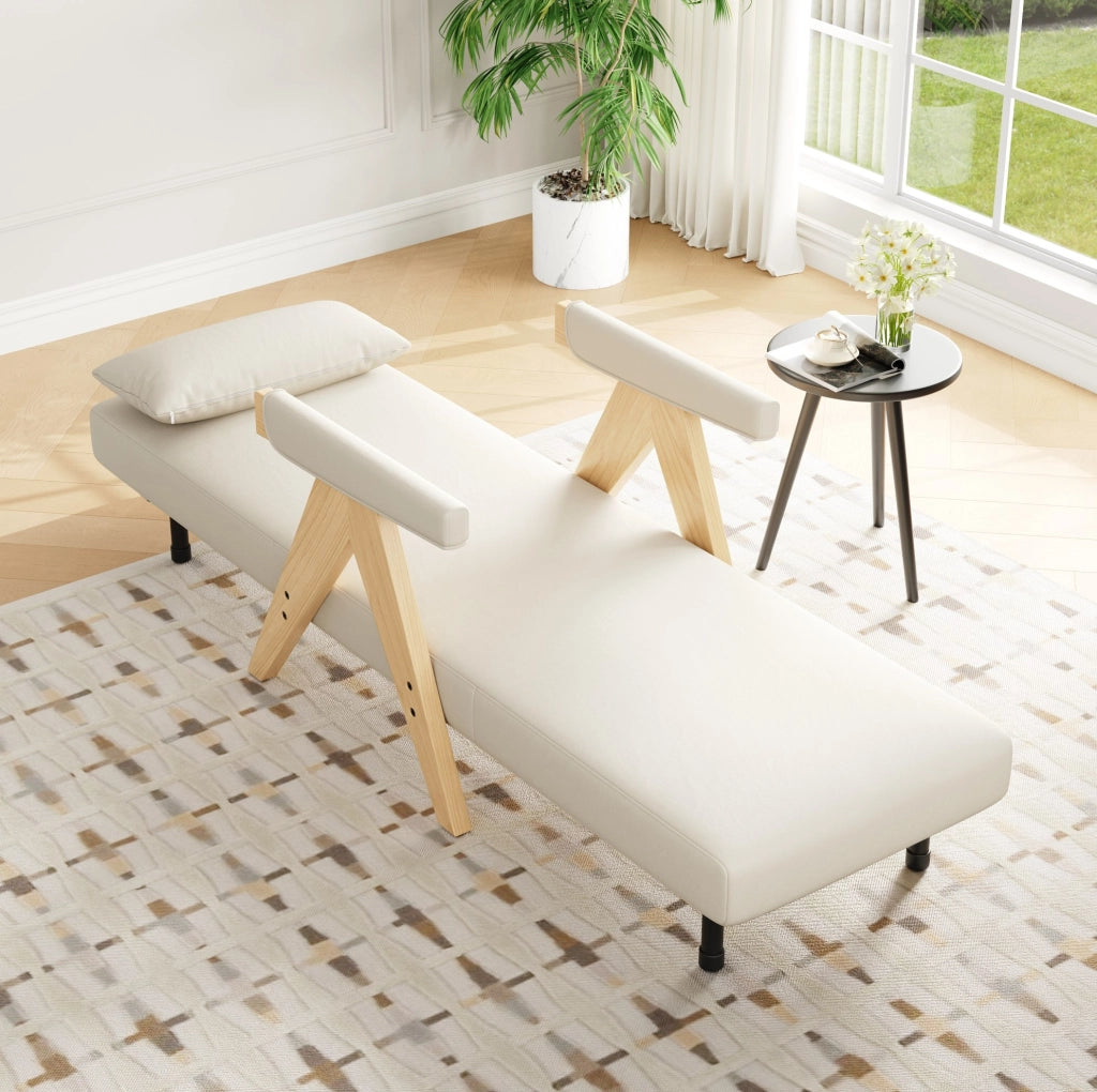Poltrona letto 3 in 1 beige con schienale regolabile
