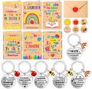 Set di Chiavi da Appendere - 6 Chiavi da Appendere per Insegnanti - Regalo per Insegnanti - Ringraziamento - Acciaio Inossidabile - Stampa Colorata - Regalo per Insegnanti