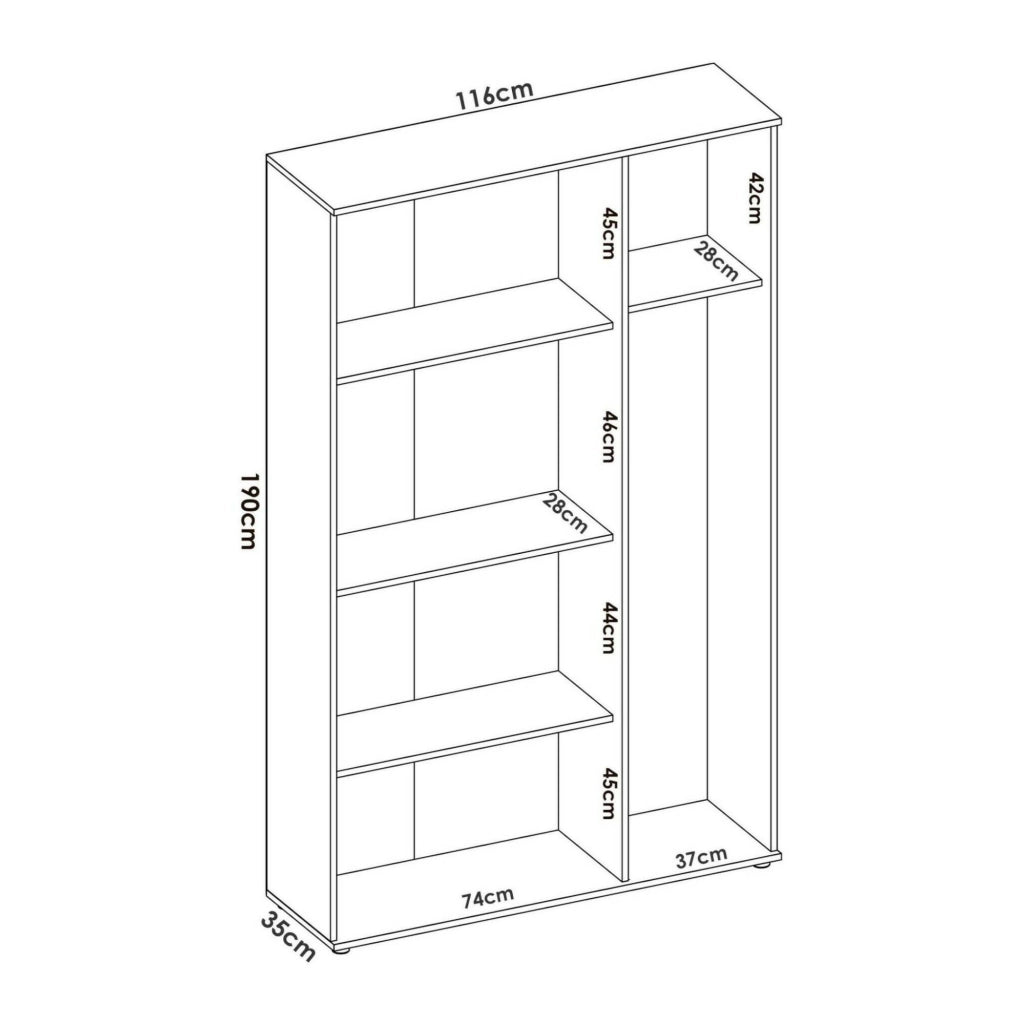 Armadio multiuso Aniello, Mobile multifunzione portascope, Guardaroba a 3 ante, 116x35h190 cm, Bianco