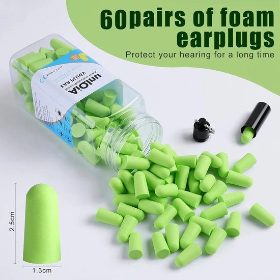 Orecchini da sonno - 60 paia 38 dB SNR schiuma super soffice - ideali per russare, studiare, viaggiare, concerti - verde