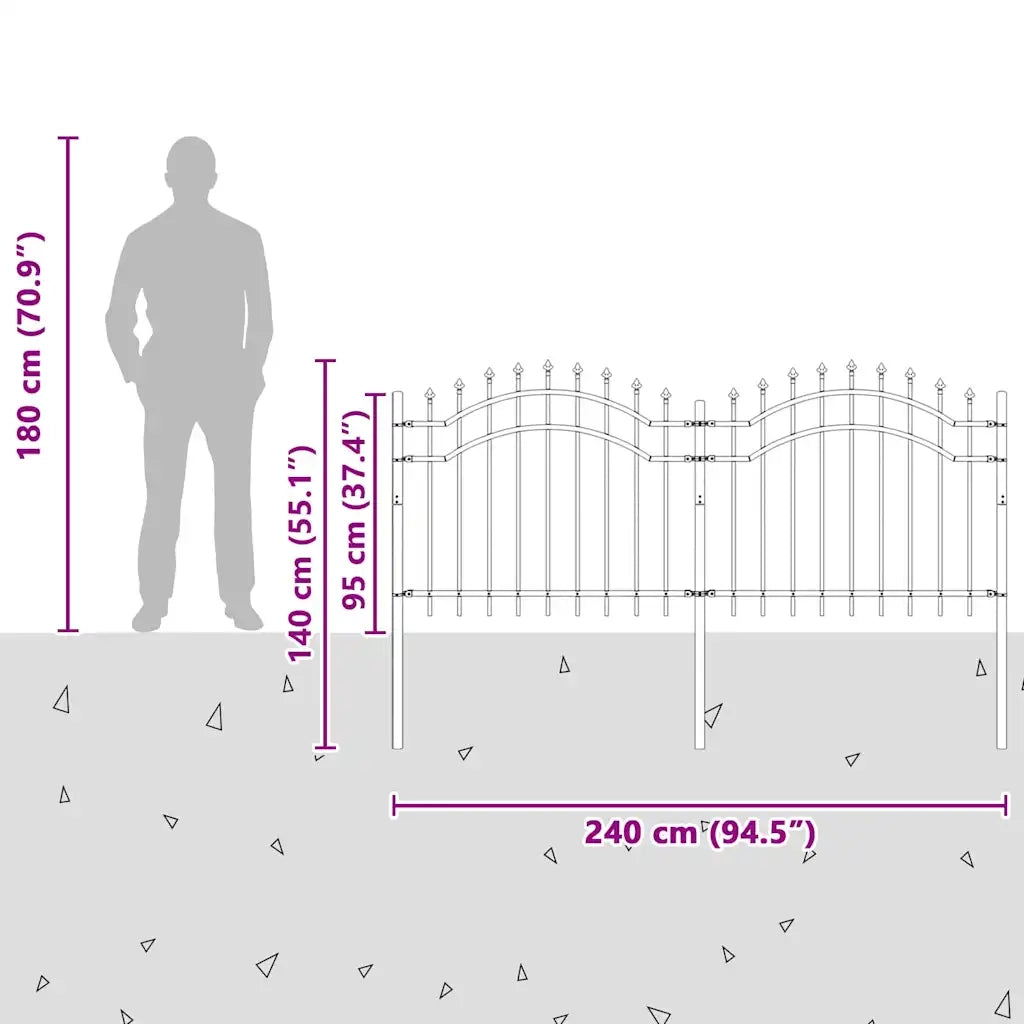 vidaXL Recinzione per Giardino Grigio 140 cm