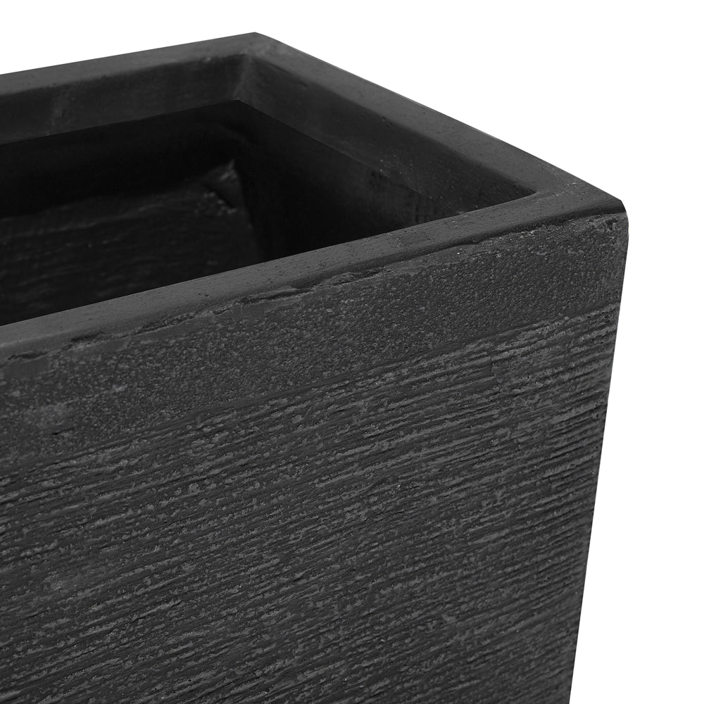 Vaso per piante in fibra di argilla nera 80 x 37 x 38 cm Fioriera rettangolare per interni ed esterni