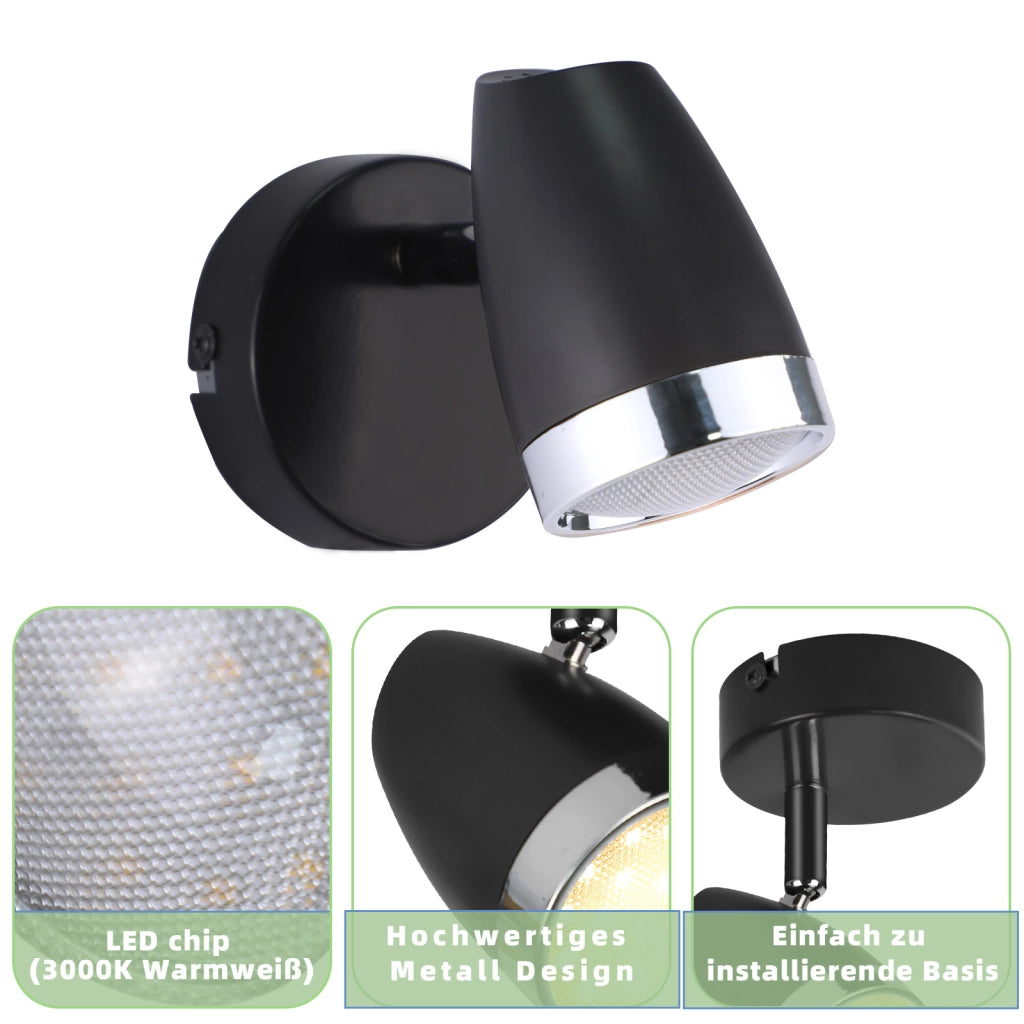 ZMH Faretto da soffitto 1 fiamma 4W orientabile a 350° Lampada da soffitto Soggiorno