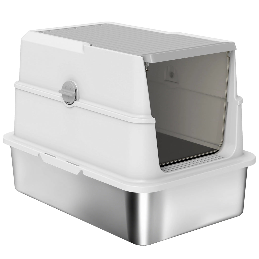 Casetta igienica per gatti XL in acciaio inossidabile ¨C Minimal ¨C 60.2x40.2x43.3 cm, grigio chiaro