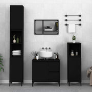 Armadietto da Bagno Nero 30x30x190 cm in Legno Multistrato 819797