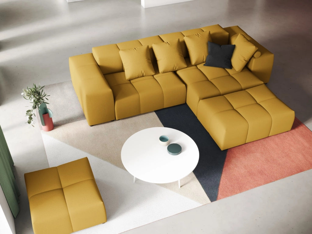 Cosmopolitan Design - Divano angolare modulare reversibile "Rome" 5 posti in tessuto strutturato giallo 