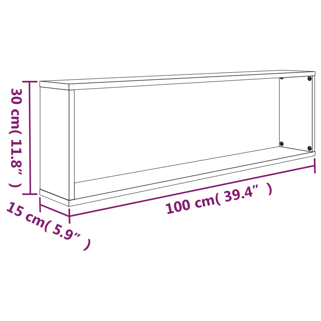 Mensole Cubo Muro 4pz Grigio Sonoma 100x15x30 Legno Multistrato 815910