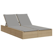 Lettino Prendisole | Sdraio da giardino | Lettino da sole con Cuscini Beige in Polyrattan