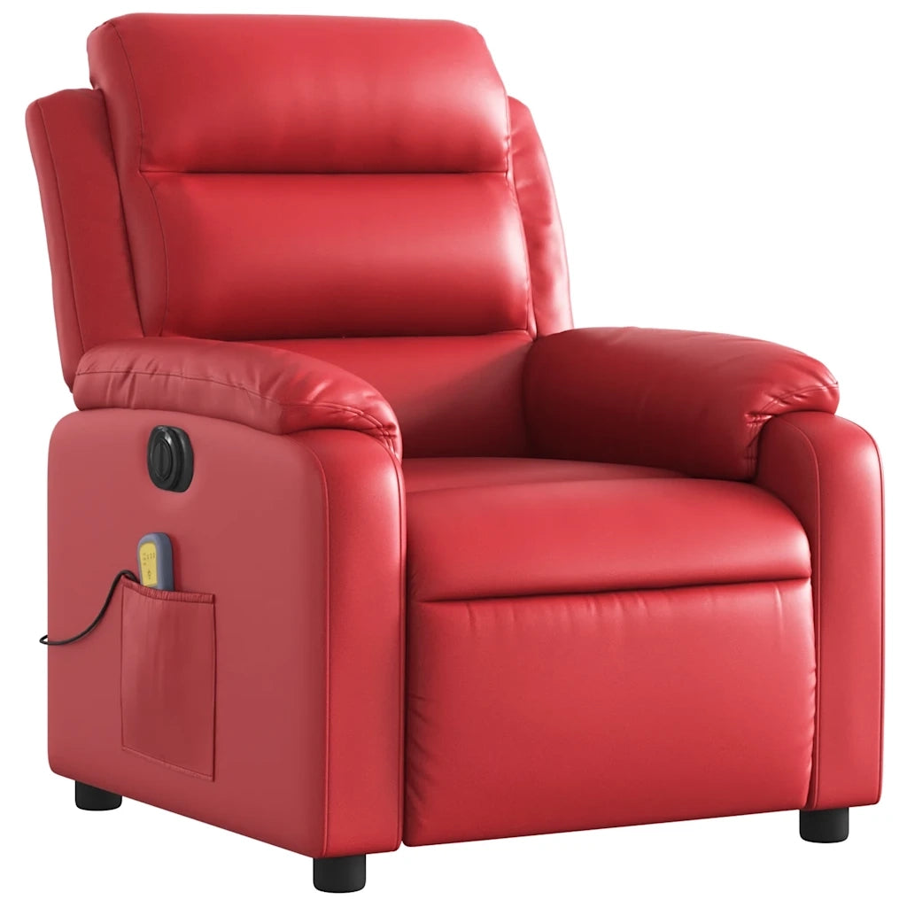 Divano Sedia-Poltrona Massaggio Elettrica Reclinabile Rosso Similpelle 331142