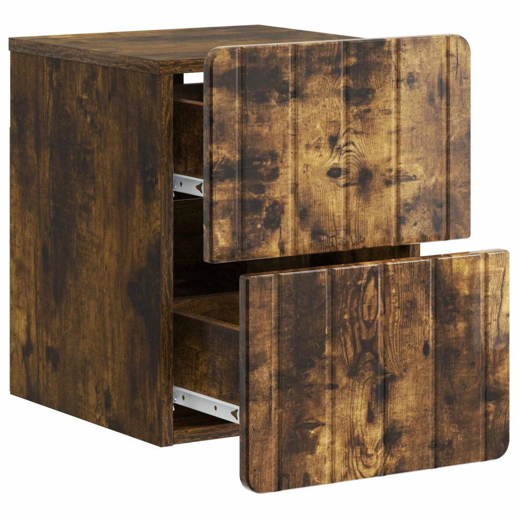 Mobiletto da notte a muro 2 pcs Rovere Fumo 33 x 34,5 x 43 cm 898306