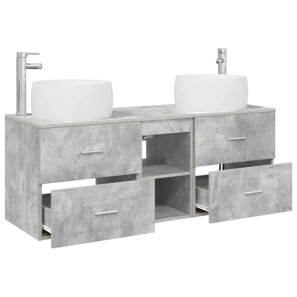 Set di mobili per il bagno 3 pz Grigio Cemento 3405926