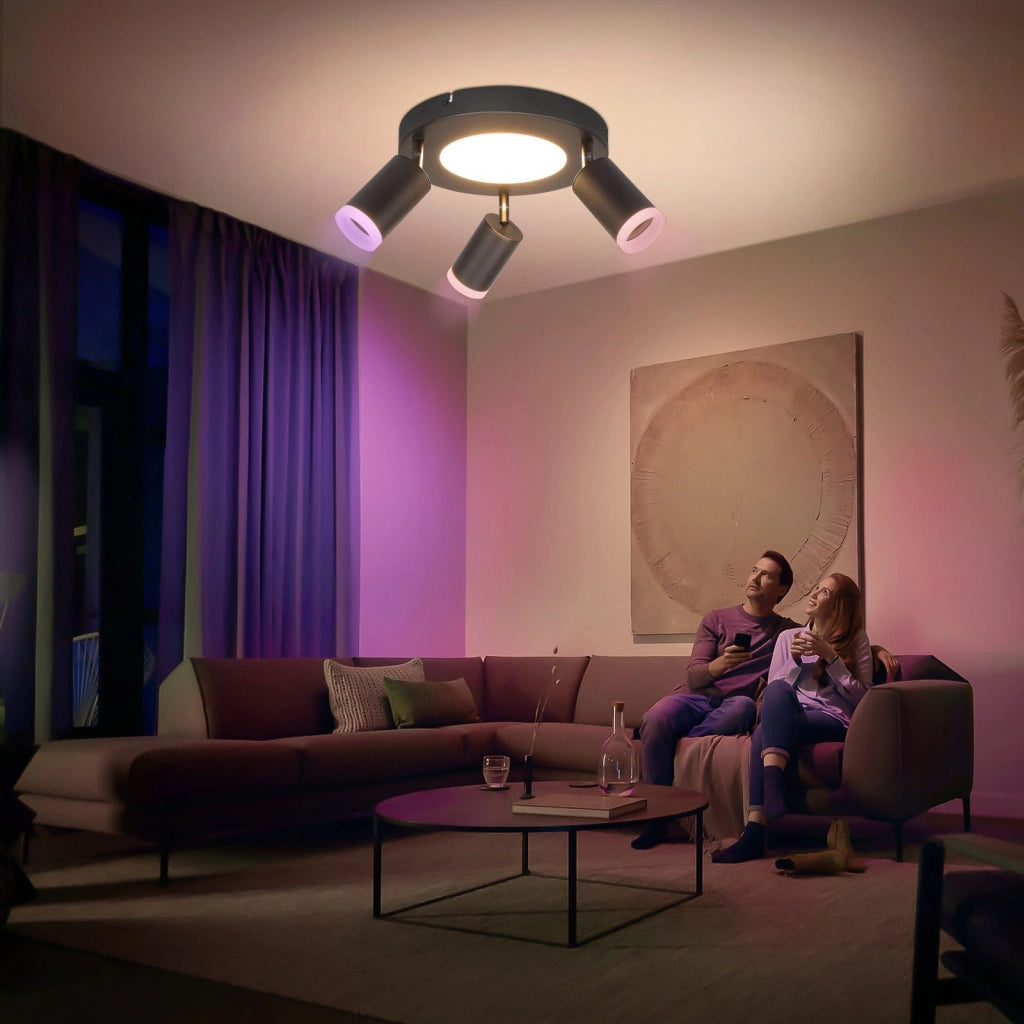 ZMH Faretto da soffitto 3 lampadine GU10 20W camera 3000k nero lampada cucina orientabile 350 orientabile in metallo