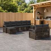 Set Divano da Giardino 9 pz Grigio polyrattan 3435839