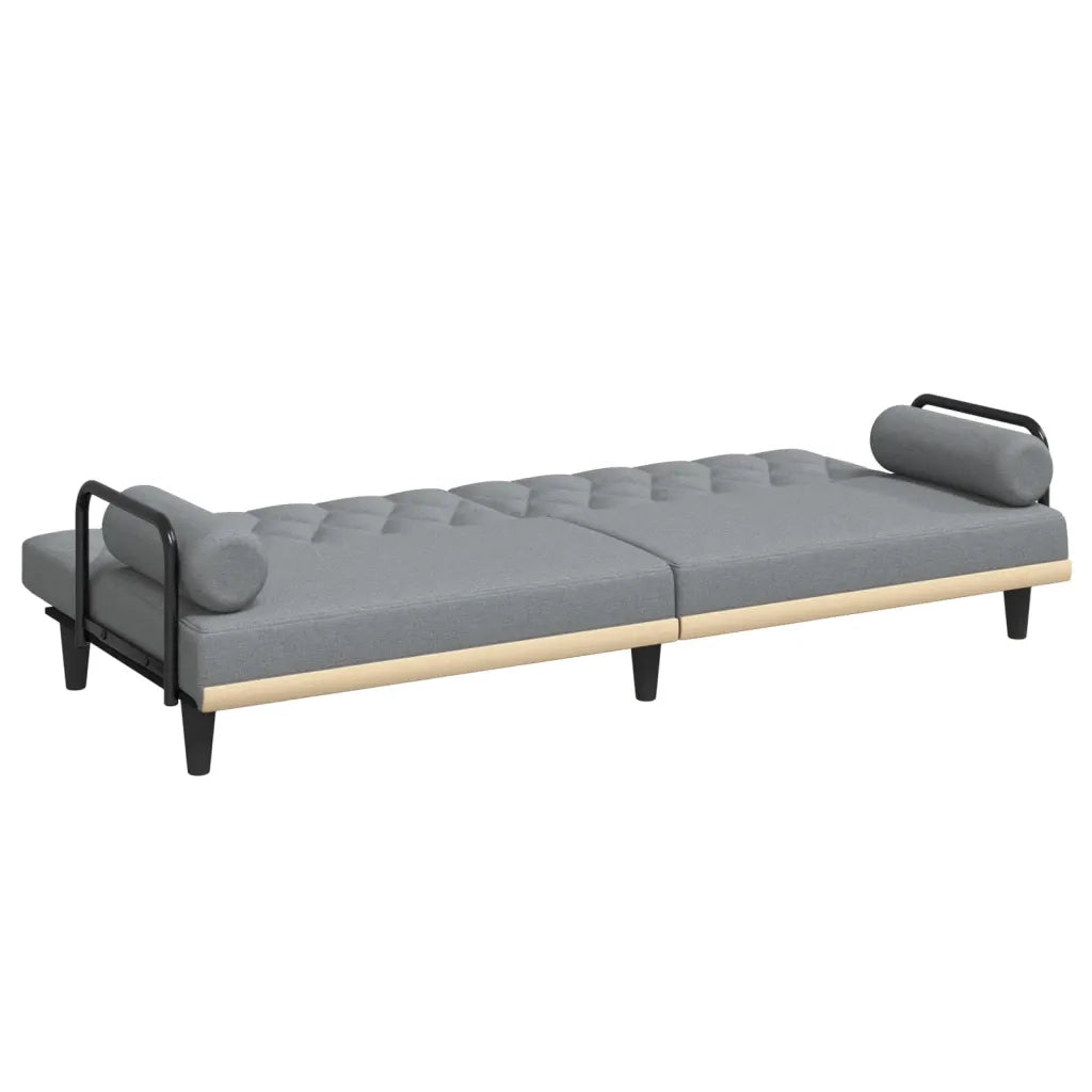 Divano Letto con Braccioli Grigio Chiaro in Tessuto 351937
