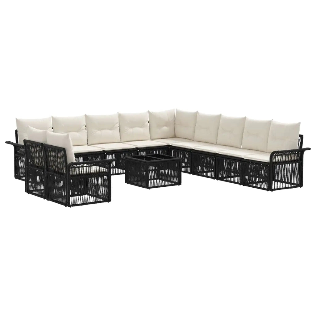 Set Divano da Giardino 12 pcs Nero polyrattan 3434884