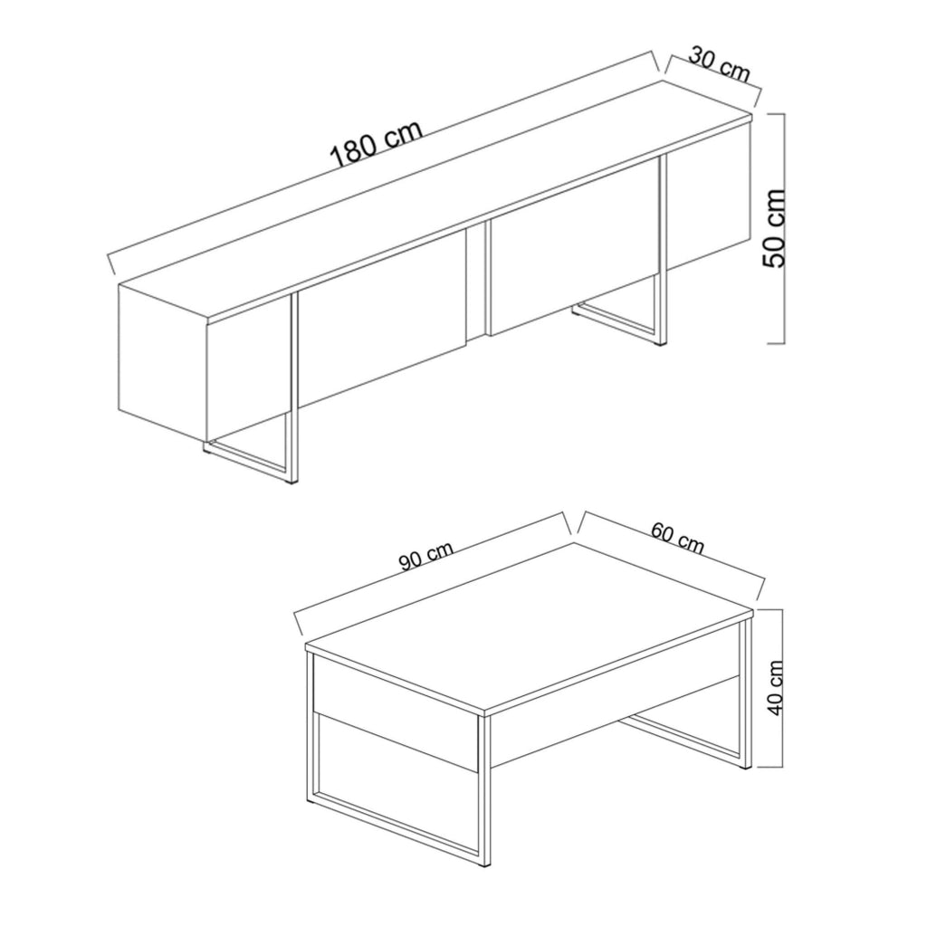 Mornasco, set Mobili da Soggiorno Modulabile, Bianco