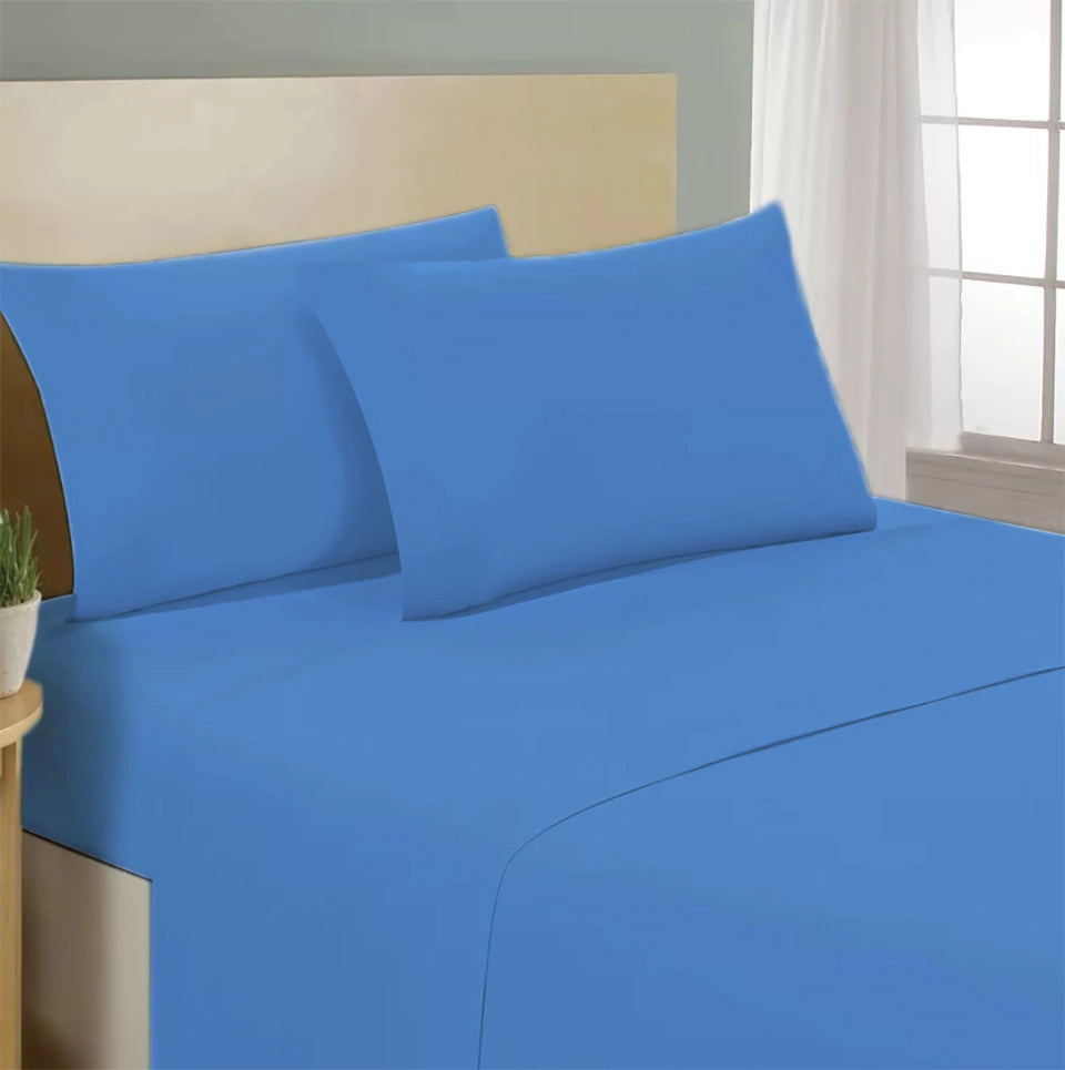 Lenzuolo letto sotto con angoli 100% puro cotone Made in Italy tinta unita Avio - 1 Piazza e mezza francese