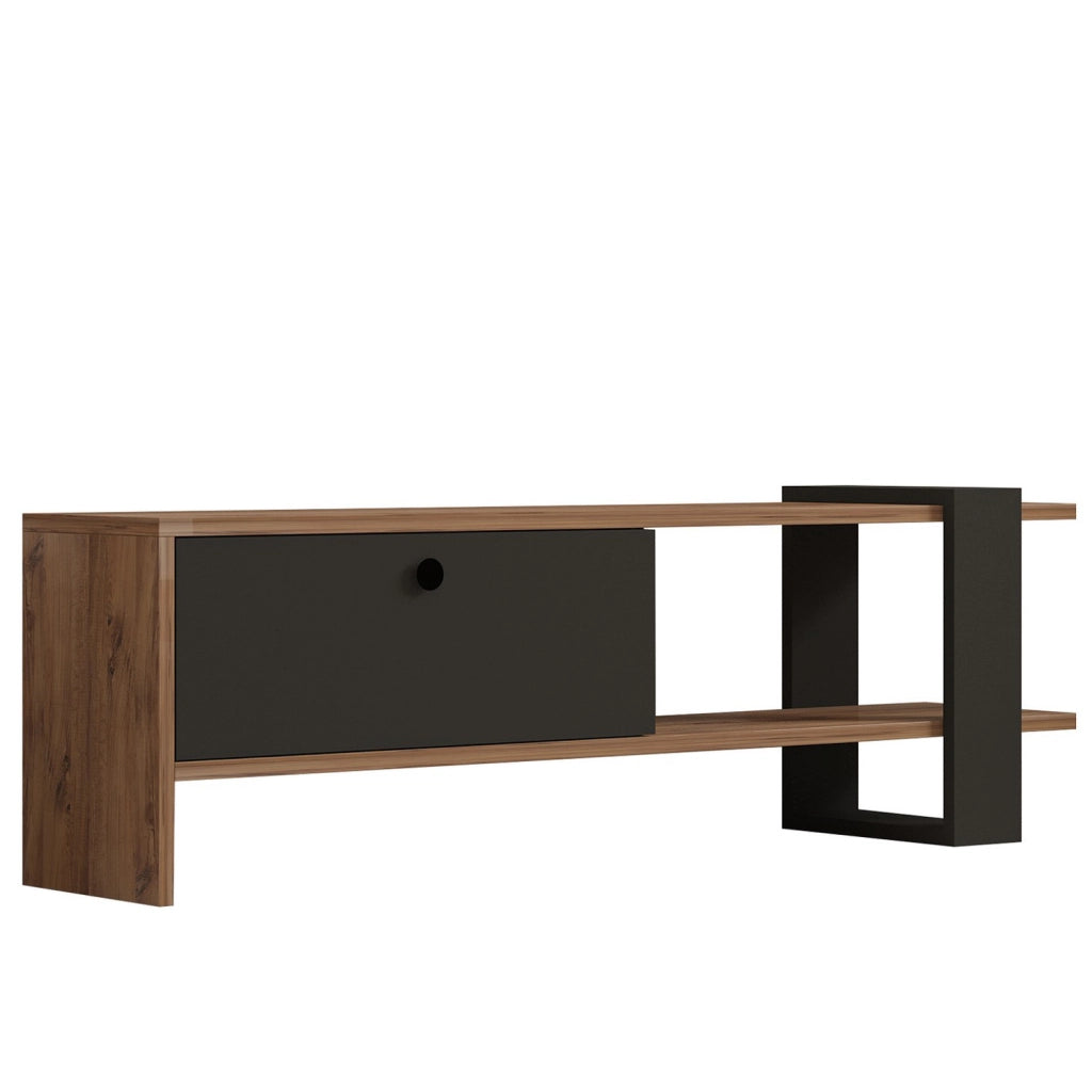 Mobile TV in legno "Ova" - 120 x 25 x 36 cm - Rovere antracite