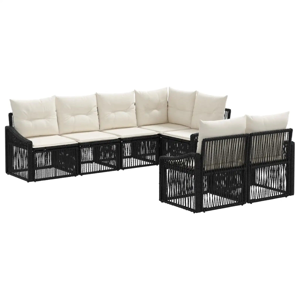 Set Divano da Giardino 7 pz 7-Numero di posti Nero polyrattan 3436063