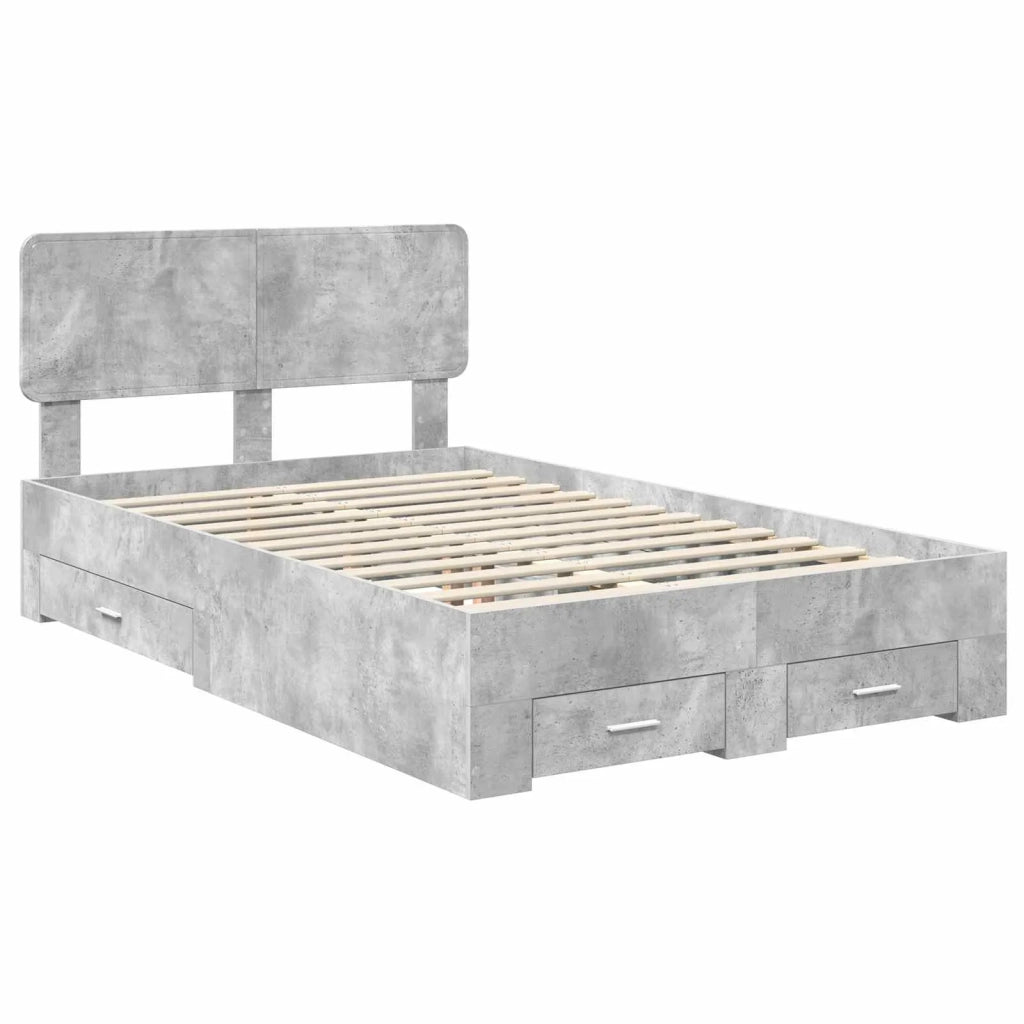 Struttura del letto con testiera Grigio cemento 135 x 190 cm
