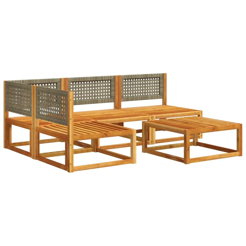 Set di divani da giardino 5 pezzi con cuscini in legno di acacia e rattan