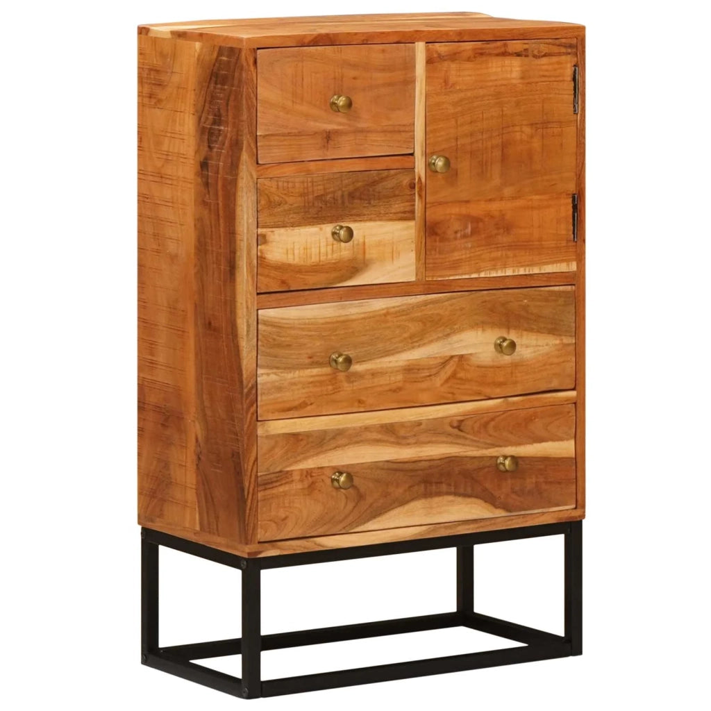 Cassettiera Naturale 55 x 30 x 90 cm Legno di Acacia Massello 4104616
