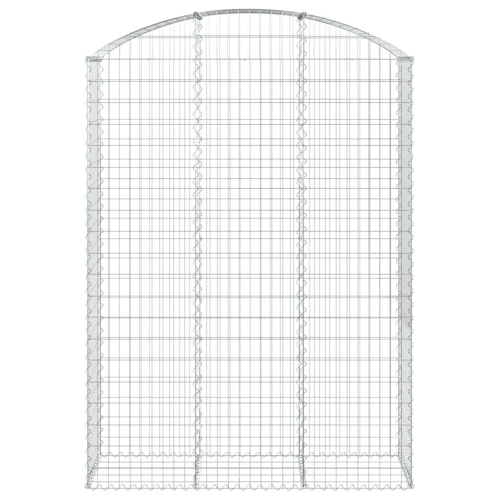 Cesto gabbione recinzione a gabbia muro di contenimento ad arco 150 x 50 x 200/220 cm ferro zincato argento 02_0039985