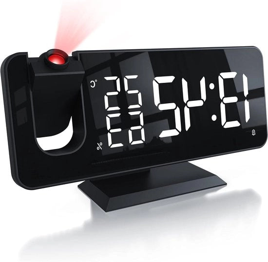 Radio digitale con sveglia proiettiva 7 tasti 2 sveglie con proiezione e luce regolazione autonoma del livello di illuminazione 15 memoria FM temperatura e umidità con alimentazione esterna