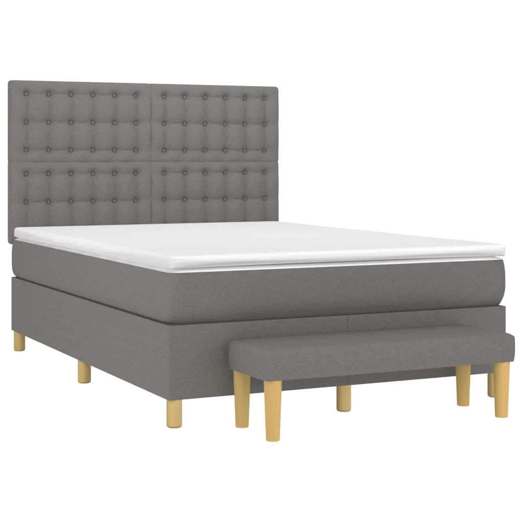 Giroletto a Molle con Materasso Grigio Scuro 140x200cm Tessuto 3137478