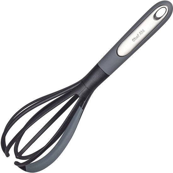 Gremiale da cucina con coperchio in nylon e schiuma integrata in silicone, ideale per sbattere e mescolare nella padella senza graffi, manico comodo, libero da BPA e lavabile in forno.