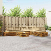Set di divani da esterno con cuscino 7 Pezzo Naturale e Beige