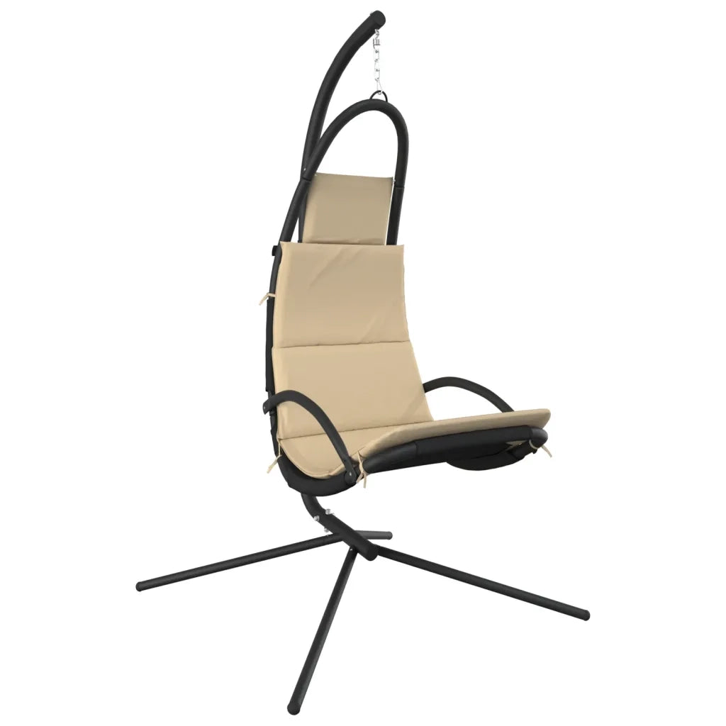Sedia Dondolo Giardino con Cuscino Crema Tessuto Oxford Acciaio CFW3787156