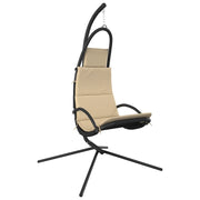 Sedia Dondolo Giardino con Cuscino Crema Tessuto Oxford Acciaio CFW3787156