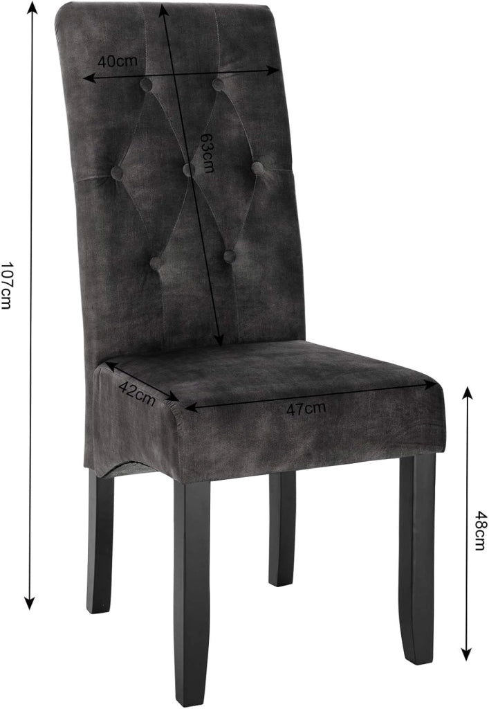 Set 4 Sedie da Cucina Moderne Imbottite Poltrona da Pranzo Rivestiti in Velluto Gambe in Legno, Grigio Scuro BH294dgr-4