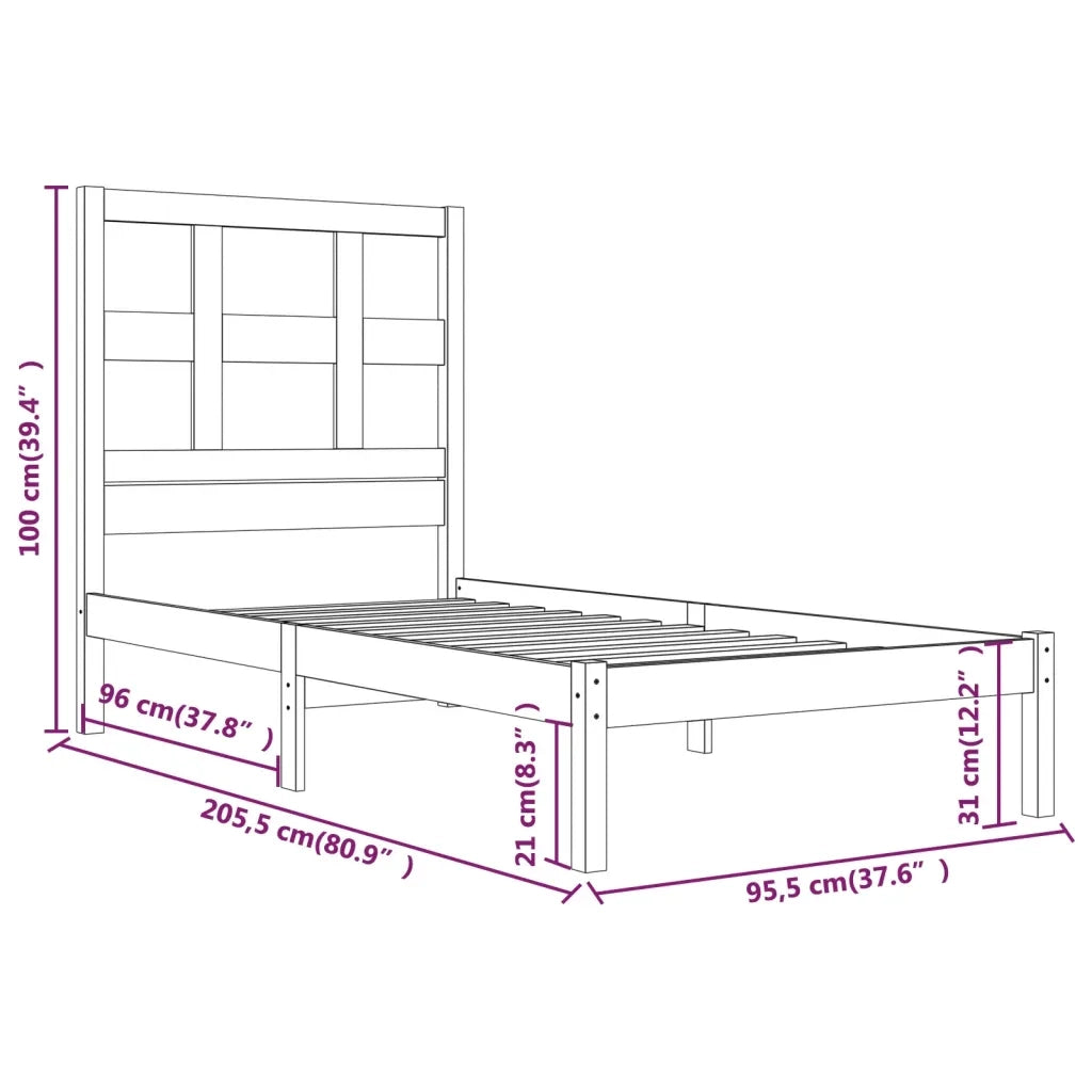 Giroletto senza Materasso-Struttura Letto 90x200 cm in Legno Massello di Pino 187422
